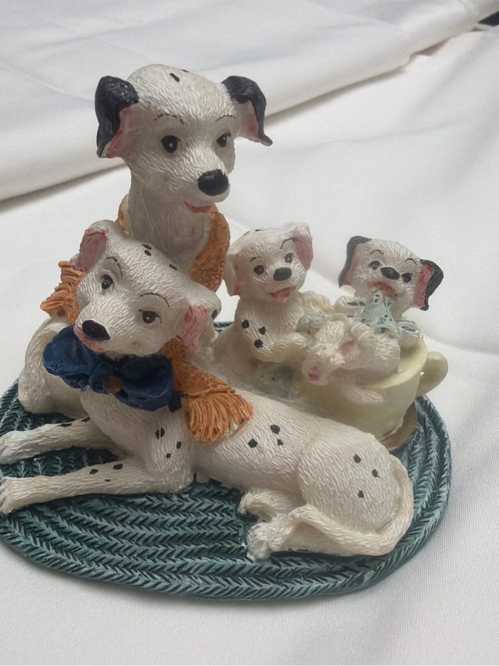 Dalmatian Dog Family Figurine Puppies Spotted Dogs Resin Home Decor